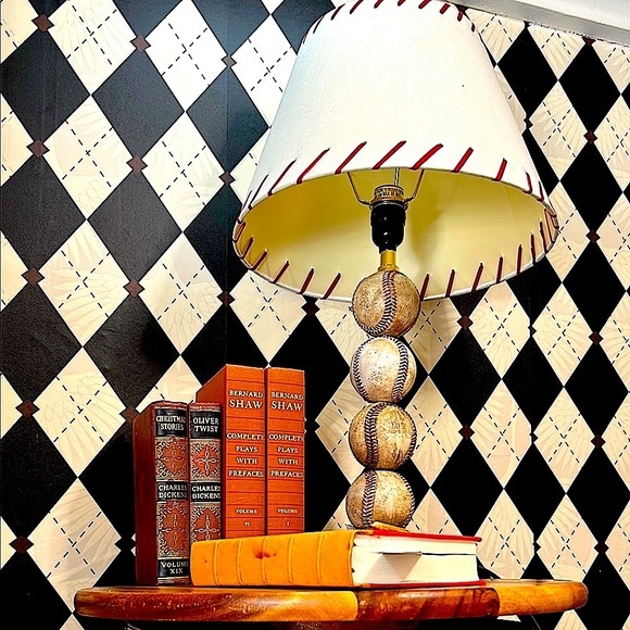 Vintage Baseball Table Lamp with Red Stitch Shade – Americana Sports Decor - Picture 7 of 15